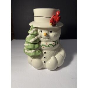 Lenox Happy Holly Days Snowman Cookie Jar 9.1" Cardinal Tree Holiday Christmas